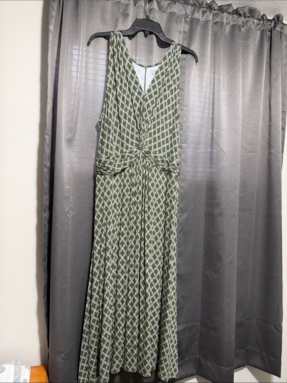 croft & barrow Olive Green and White Knotted Front Maxi Dress